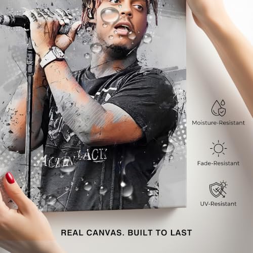 Image of Juice WRLD Canvas Wall Art, Rapper Collage Poster Print, Hip Hop Music Artwork for Bedroom Studio Gaming Room Decor, Vibrant Album Cover Picture Print Framed Music Wall Painting 8X10