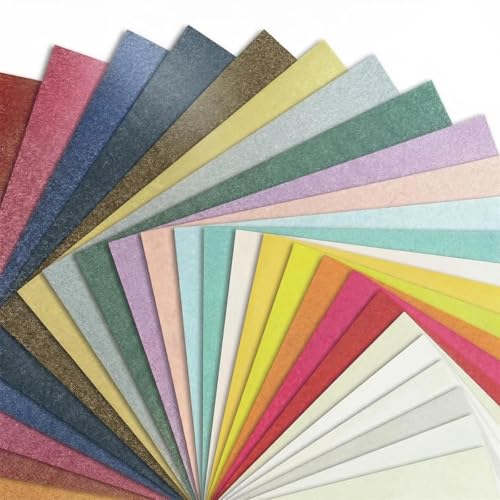A5 Pearlescent Cardstock Paper Pack 50 Sheets in 25 Colors Double Sided Textured 250 GSM Cardstock Pastel and Metallic Craft Paper for Card Making Scrapbooking Invitations and Paper Crafts