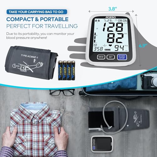 Image of Blood Pressure Machine Upper Arm, 9-17 Inches Cuff Fits from Medium to Large Arms, Accurate Automatic Digital BP Kit Home Use, BP Monitor 2-User Mode, 4 AAA Alkaline Batteries Included