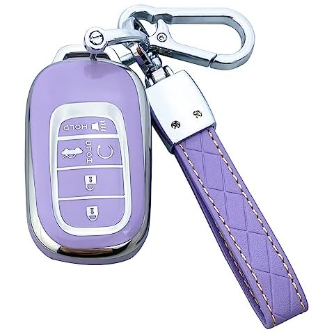 ShuDay Key Fob Cover Case Compatible with 2022 2023 Honda Civic Accord CR-V HR-V Pilot Accessories, Material Tpu Soft Full Protection Keychain, Cute Shell (Purple) Cover