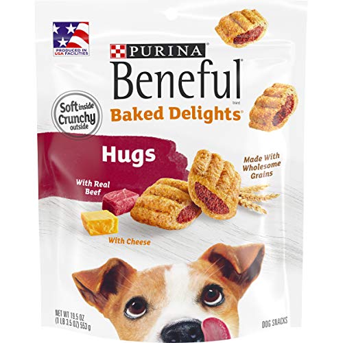 Purina Beneful Made in USA Facilities Dog Treats, Baked Delights Hugs With Real Beef & Cheese - 19.5 oz. Pouch
