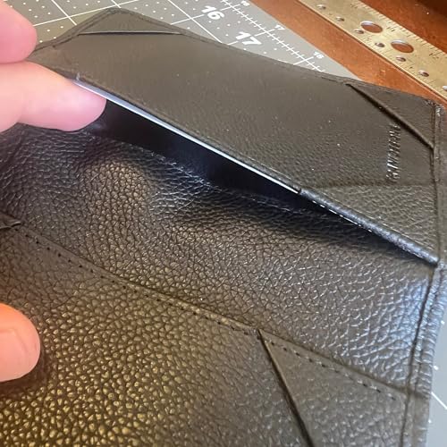 | Black Vienna Leather Bifold Double Jotter with Pen Sleeve | Dual 3x5 Index Card Holder | Passport Slot | Handmade EDC Executive Notepad4