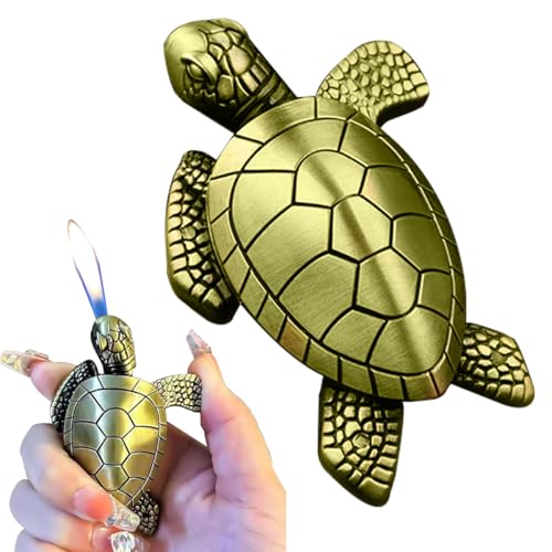 Encendedor de metal forma tortuga con llama suave recargable