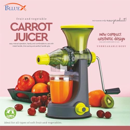 Image of Manual Pastic Hand Juicer for Fruits & Vegetables | Fresh Mosambi, Orange Citrus Fruits Juice Maker Machine For Home Kitchen | With Steel Handle Vacuum Locking System