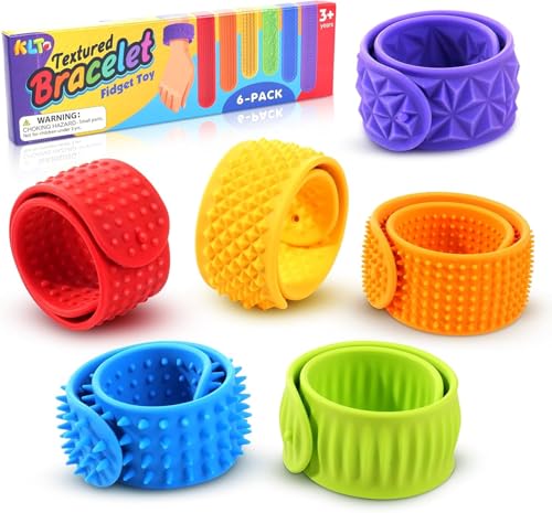 Textured Silicone Slap Bracelets 6 Pack