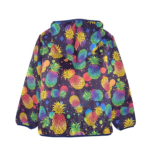 Colorful Pineapples Boys Fleece Hoody Jacket Zip Up Coat Warm Fall Winter Plush Jacket Long Sleeve Outerwear2