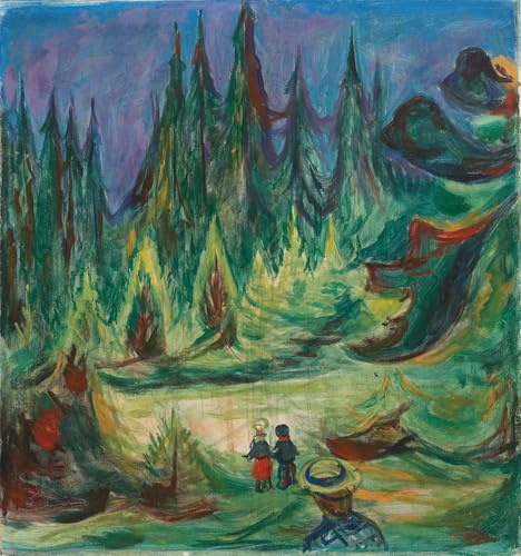 Tableaux la forêt des contes d'Edvard Munch | Affiche Murale Animaux Art 60x90