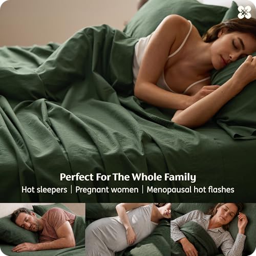 Image of Bedsure PureWoven Linen Sheets Queen Size, Cotton Linen Blend Sheets, 4PCS