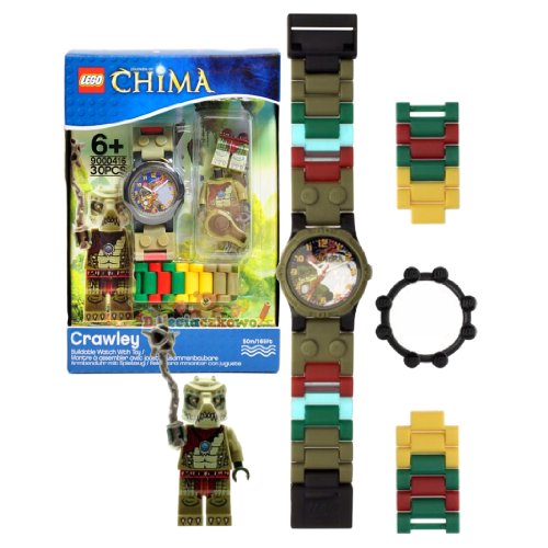 LEGOYear 2013 Legends of Chima Series Watch with Minifigure Set #9000416 - CRAWLEY Watch Plus Crawley Minifigure with Whip (Water Resistant: 50m/165ft)