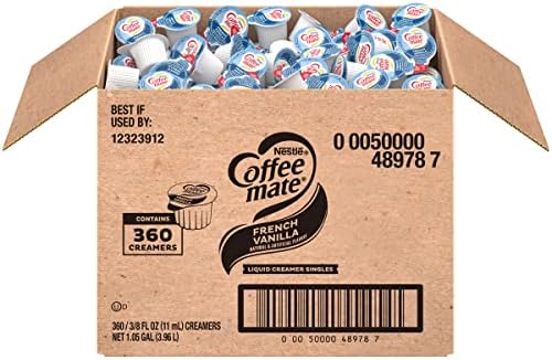 Nestle Coffee mate Coffee Creamer, French Vanilla, Liquid Creamer Singles, Non Dairy, No Refrigeration, Box of 360