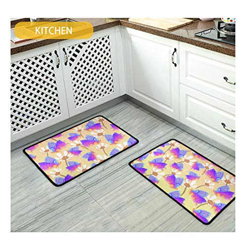 Doginthehole T-KEA11850D28-1 Floral Door Mat Kitchen Mat Welcome Doormat Kitchen Rugs Non-Slip Rubber Mat Comfort Floor Mats Doormat Bathroom Runner Area Rug Carpet thumb #5