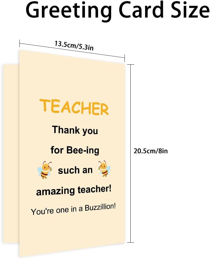 Daycare Teacher Appreciation Gifts Ideas - Bee Gift Thank You Cards with Envelopes Retirement Gift for Woman Going Away Farewell Best Teacher Ever End of Year Teachers Gifts for Teachers image 2