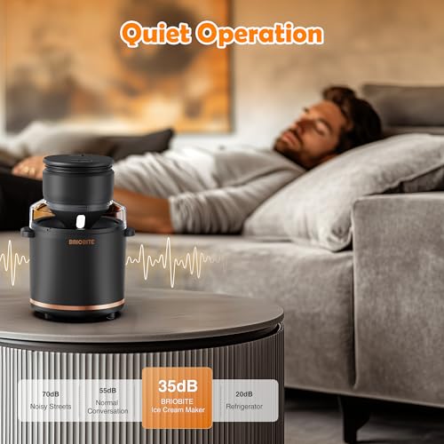 Image of BRIOBITE 1.1 Quart Ice Cream Maker - Electric Ice Cream Machine for Gelato, Milkshakes & Sorbet,Perfect for 2-3 Servings, Easy to Use & Clean,Black
