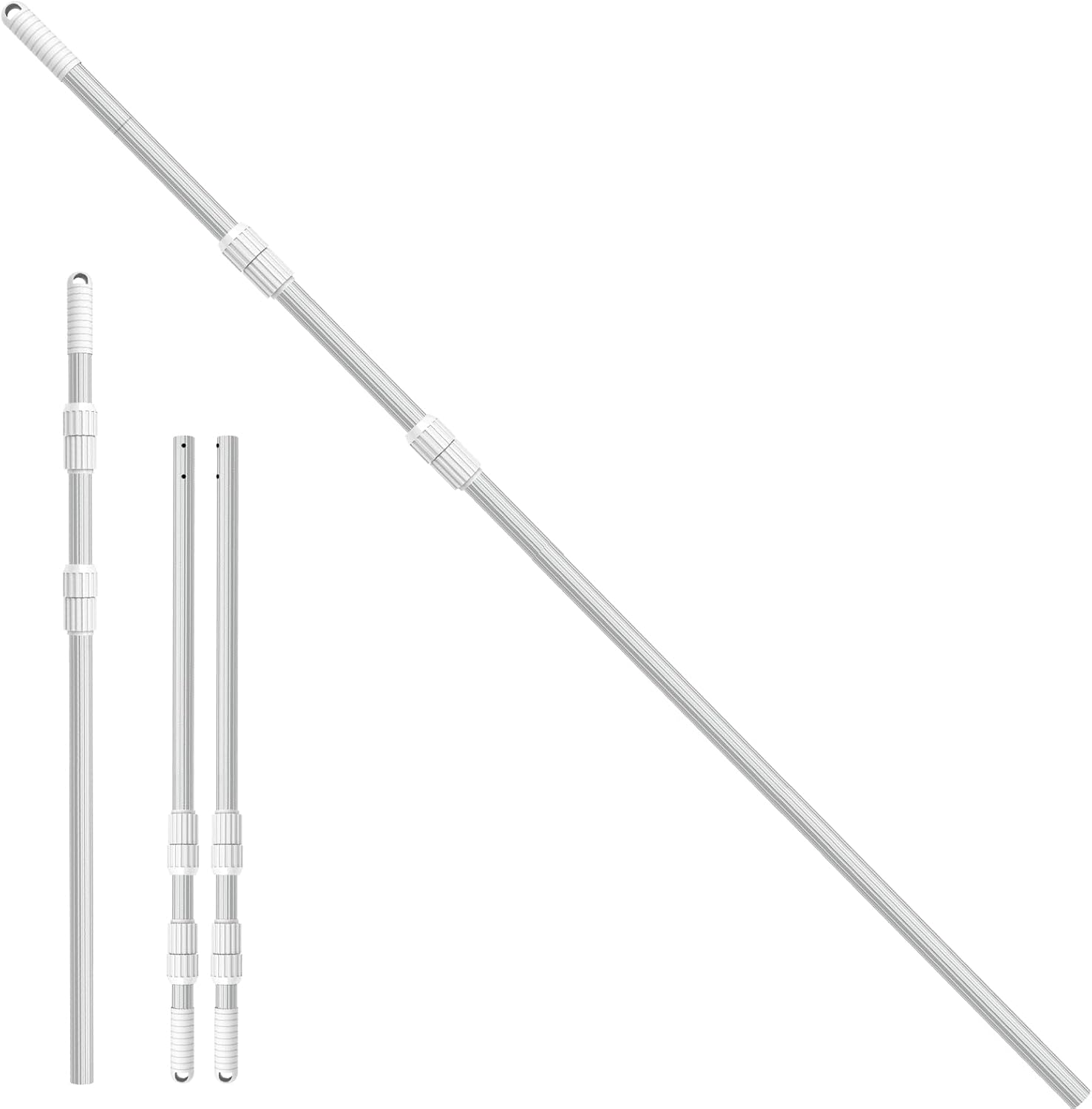 YEECHUN Professional 16.5 Foot Swimming Pool Pole Telescopic Heavy Duty Aluminum, Adjustable Length 6.5 to 16.5 Feet, Universal Pole for Skimmer Net Rake, Hooks, Vacuum Heads and Brushes