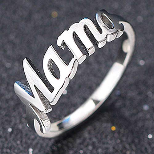 Jude Jewelers Stainless Steel Mother's Day Birthday Mama Christmas Baby Shower Graudation Statement Ring (Silver, 9) #TOP1