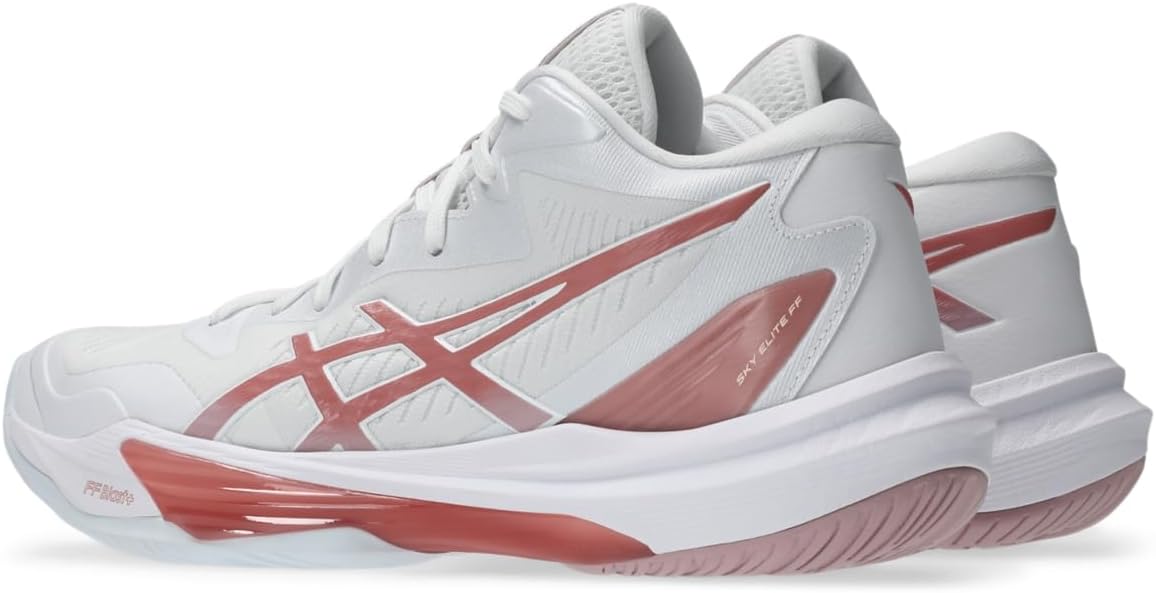 ASICS Women's Sky Elite FlyteFoam Mid Top 3 Volleyball Shoes, 6.5, White/MORGANITE