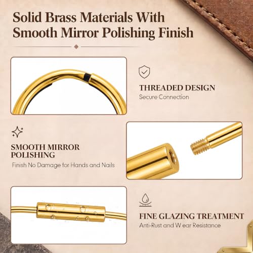 Image of WILLBOND Brass Carabiner Key Ring Locking Screw Carabiner Clips Round Key Rings Keychain Kit for Handbags Purse Bag Charm