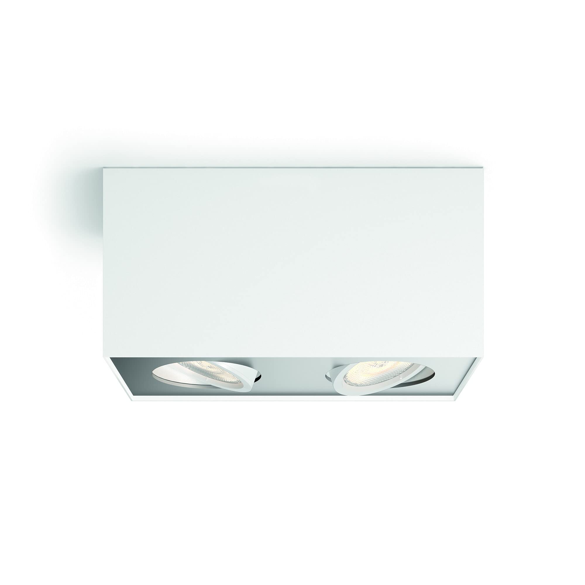Philips White Colour Led Box Double Spotlight [White - Warm Glow Dimmable] For Indoor Home Lighting, Ceiling, Livingroom, Bedroom
