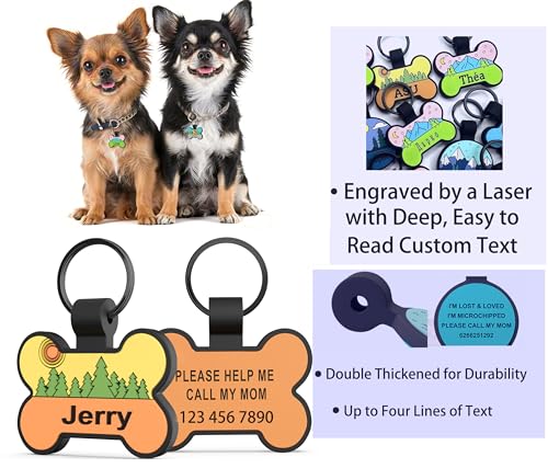 HQYDDMI Hundemarke mit Gravur, Leise Silikon Hundemarke Personalisiert mit Name, Telefonnummer,Tiermarke für Hunde, Katzen & Welpen(1 Pcs, Knochen)