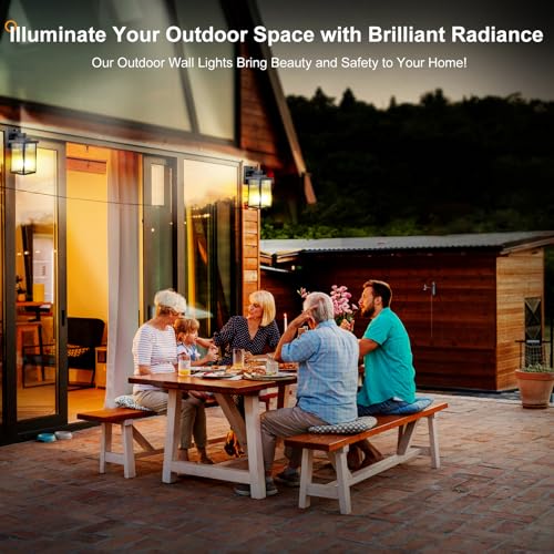 Image of 2 Pack Outdoor Motion Sensor Lights, Dusk to Dawn Outdoor Wall Light Fixtures, Waterproof Exterior Lighting for Front Porch, Garage, Entryway, Yard, House (Black)