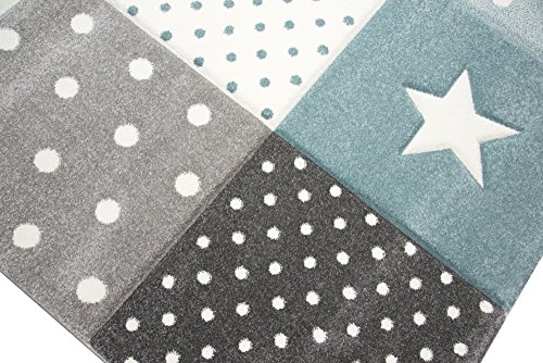 Traum Kindertapijt Baby kinderkamer Baby tapijt Star Moon in blauw turquoise grijs crème maat 120 cm Rund - Afbeelding 4