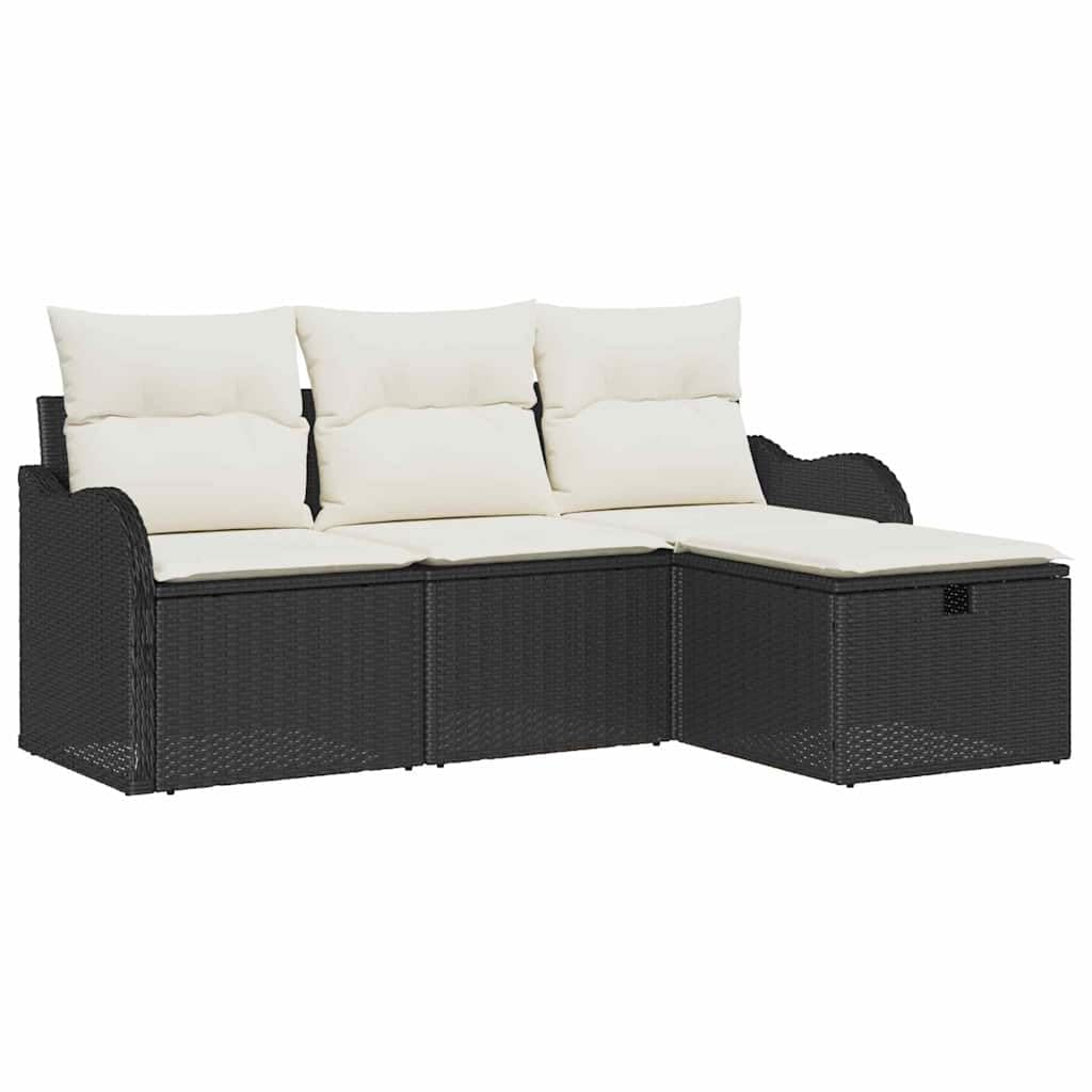 Nowoczesna sofa ogrodowa z poduszkami, 4 szt. – modułowa sofa na taras ze stołem o regulowanej wysokości i miejscem do przechowywania