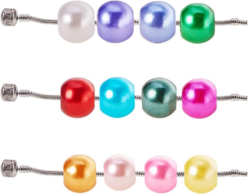 NBEADS 500g/780pcs Mixed Color ABS Imitation Faux Pearl Beads Large Hole Pearls, Leather Kumihimo European Crafts