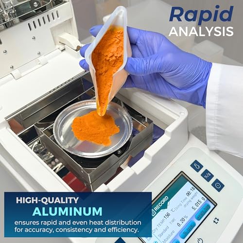 aluminum sample pans for moisture analyzer 50 pack 90mm round lab trays disposable weighing dishes foil pan weight scale tray laboratory balance dish plate moisture tester supplies - pure ponta