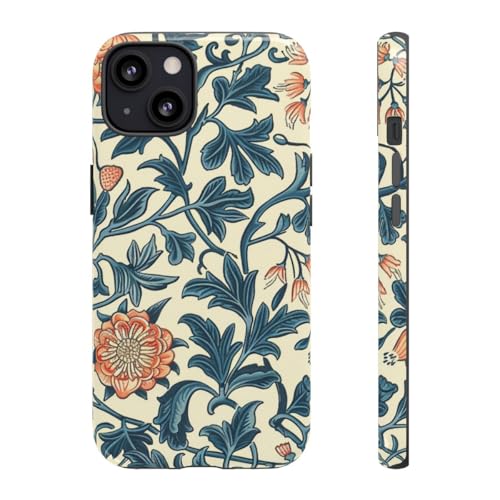 Coque rigide pour iPhone 13 à motif floral bleu et orange pour égayer vos photos et sorties