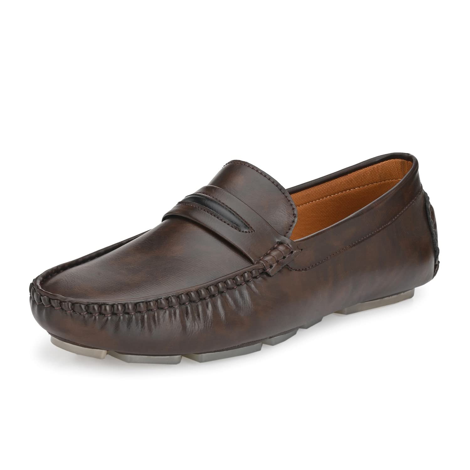 JOHN KARSUN Mens Brown Faux Leather Lophar Shoes for Men - 8 UK (B0CQ2X85VJ) Amazon Price History, Amazon Price Tracker