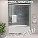 OGONBRICK Tub Shower Door 56-60 in. W x 62 in. H Double Sliding Semi-Frameless Bathroom Bathtub Doors 1/4 inch Clear Tempered Glass Tub Door for Walk-in Shower Brushed Nickel Harewares