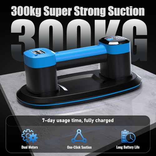 Procci Electric Battery Suction Cup – Cordless Vacuum Lifter for Tiles, Glass, Marble – Dual Motors, 660 LBS/300 KG Suction, LCD Display, 4500mAh, 12h Runtime – for Smooth & Lightly Textured Surfaces by Procci - Image 2