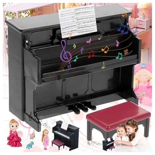 Weploda 3 Piezas Mini Piano Muebles De Casa De Muñecas, Mini Juguete De Piano Vertical, Mini Piano Modelo De Piano De Madera, Piano En Miniatura Negro, Accesorios De Decoración De Casas De Muñecas