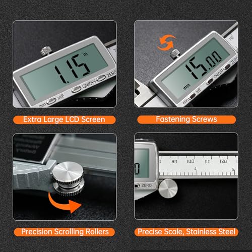 Calibrador digital de acero inoxidable con batería recargable 6