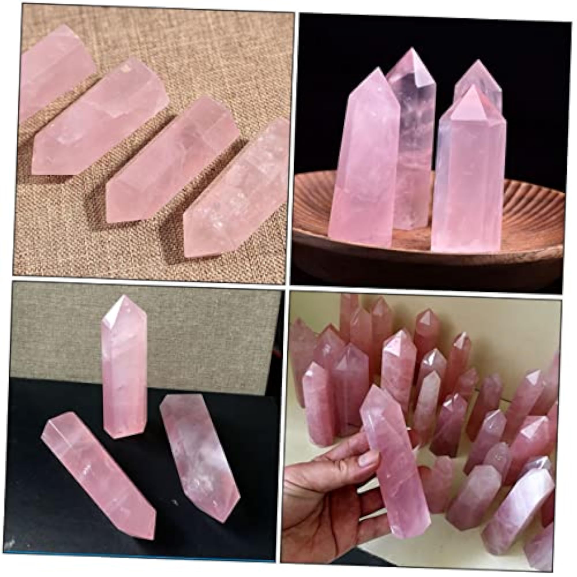 2pcs Pink Crystal Stone Layout with Labradorite Wand, Home Decor