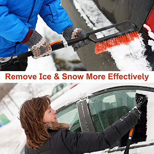 Seniny Car Ice Scraper with Brush, Extendable Snow Brush for Car, Detachable Car Snow Scraper and Brush with Foam Grip, Car Scraper Snow Brush for Trucks, Ice Scraper for Car - Thumbnail 2