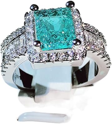 Viyuroyk 925 Sterling Silver Shiny Square Design Emerald Cubic Zirconia Rings Diamond Rings for Women Jewelry Findings Earring Backs Findings (US Code 9)
