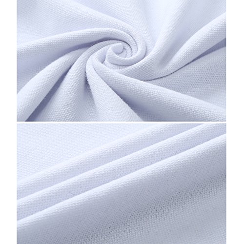 YCUEUST Hommes Cotton Basic Manche Courte Casual Polo Tennis Golf Poloshirt Blanc L – vue 4