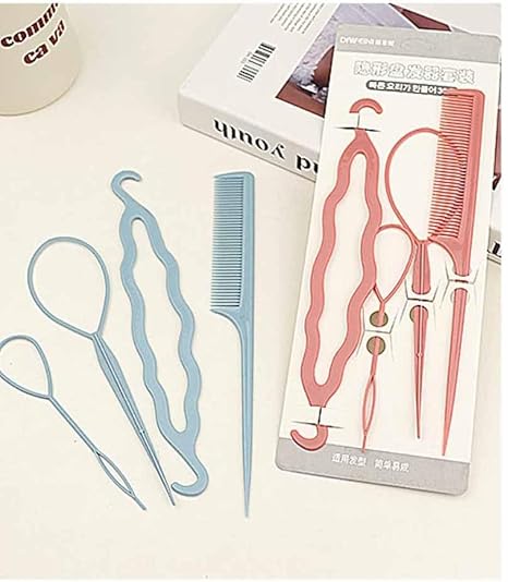 Hair French Braid Maker Tool Hair Braiding Tools Hair Styling Accessories Women's Hair Accessories Styling Tools Braid Maker Ladies Girls 4 Pieces (2 Set)