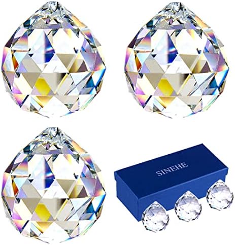 Clear Crystal Prism Ball Suncatchers Window Prisms Suncatcher, 40MM / 3 Pack