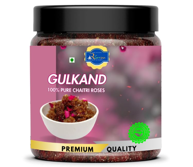 RGrrinn (Green) -Natural Himalayan Gulkand (400 gm) Sweet -|100% Pure Rose Petal Jam - Damask Rose Petals & Rock Sugar