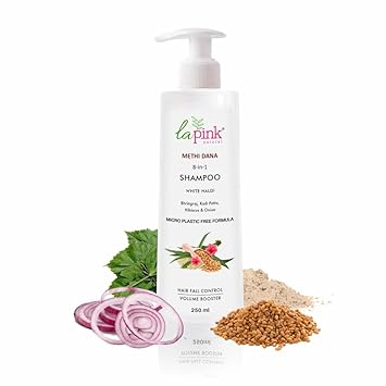La Pink Methi Dana 8-in-1 Anti Hair Fall Shampoo | Strengthens Roots, Boosts Volume & Reduces Hair Fall | 100% Microplastic-Free | For Men & Women, All Hair Types | 250ml - image, photos