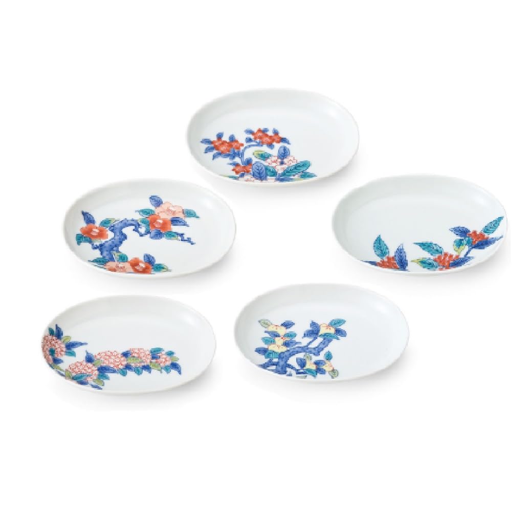 Amazon | 有田焼 其泉 色鍋島絵変り 小判型小皿揃(5枚組) | 有田焼 | 小皿