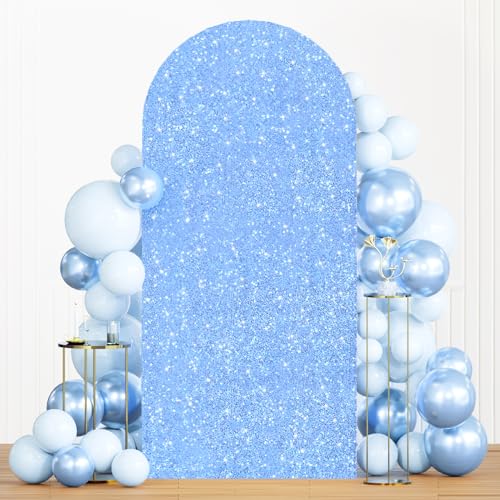 MODFUNS Baby Blue Sequins Arch Cover 2.6x6ft Fitted Arch Cover Spandex Arch Backdrop Cover 2-Sided Use Arch Stand Cover Vintage Balloon Arch Covers for Birthday Party Banquet Event Decorations by MODFUNS - Image 4