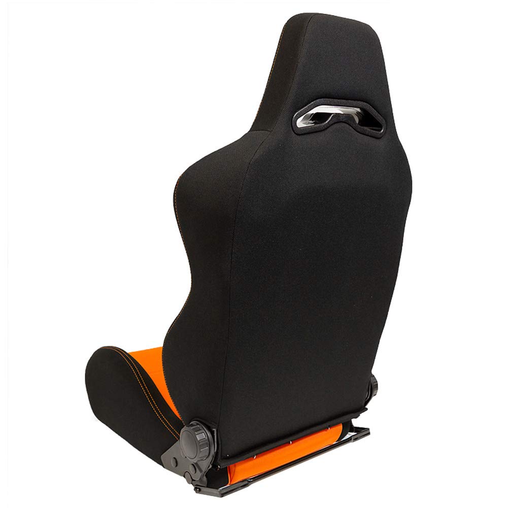AUTO-STYLE Sportsitze 'Eco' - Schwarz/Orange - Doppelseitig Verstellbare Rückenlehne - inkl. Laufschienen
