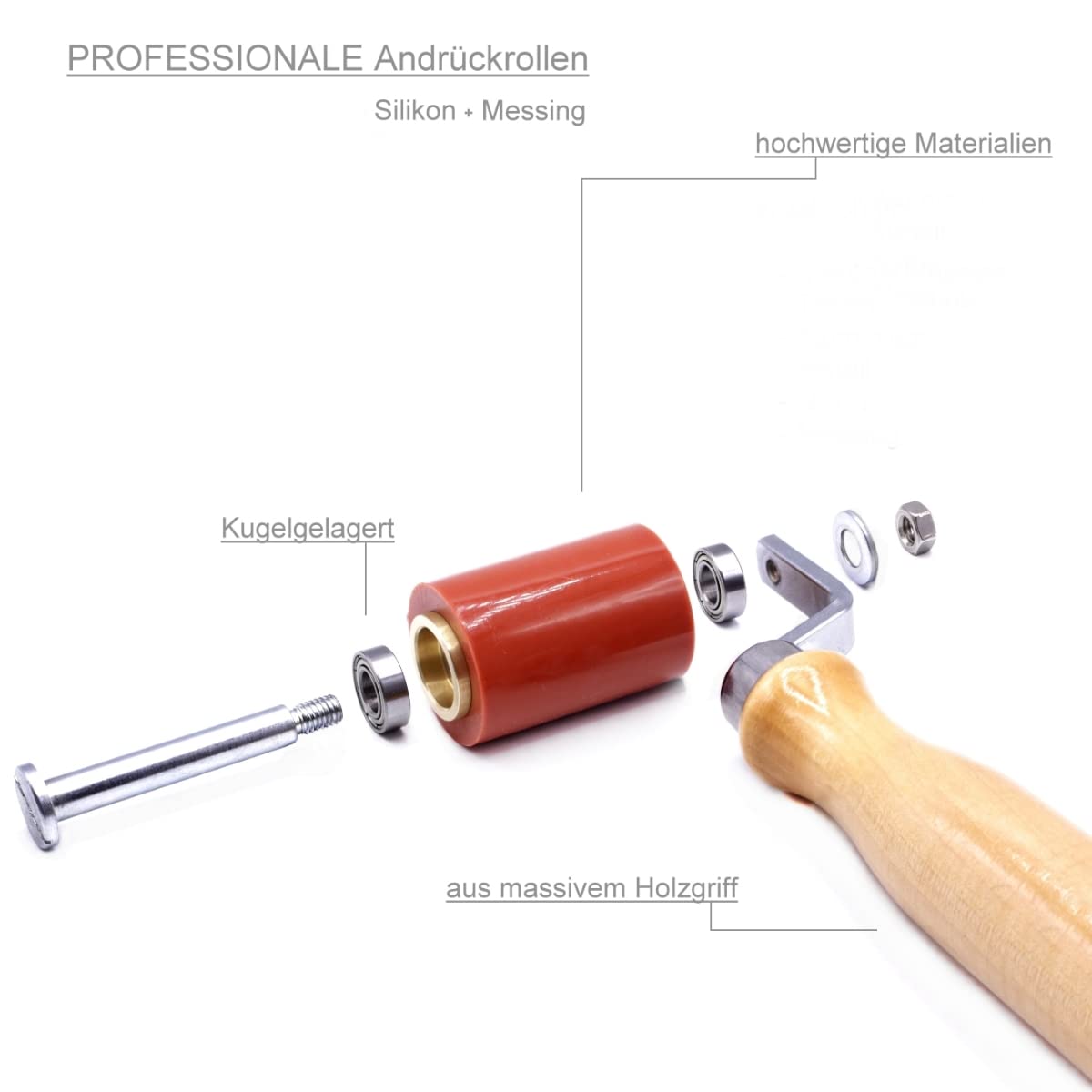 ABM Metall Andrückrolle, Andrückwalze, für Schalldämmung Dämmung Andrückroller