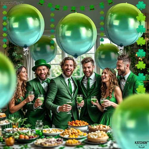 Image of KatchOn, Gradient Green Balloons - 22 Inch, Pack of 6 | XtraLarge Green Foil Balloons for Green Birthday Decorations, Tropical Party Decorations, Eid Decor, Graduation Decorations 2026