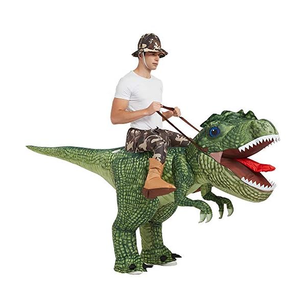 One casa inflatable costume dinosaur riding t rex air blow up funny party halloween costume for adult - image 4
