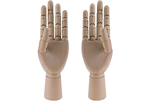 HSOMiD Flexible Wooden Hand Model, 12" Moveable Joint Artist's Wood Display Hand for Drawing Reference