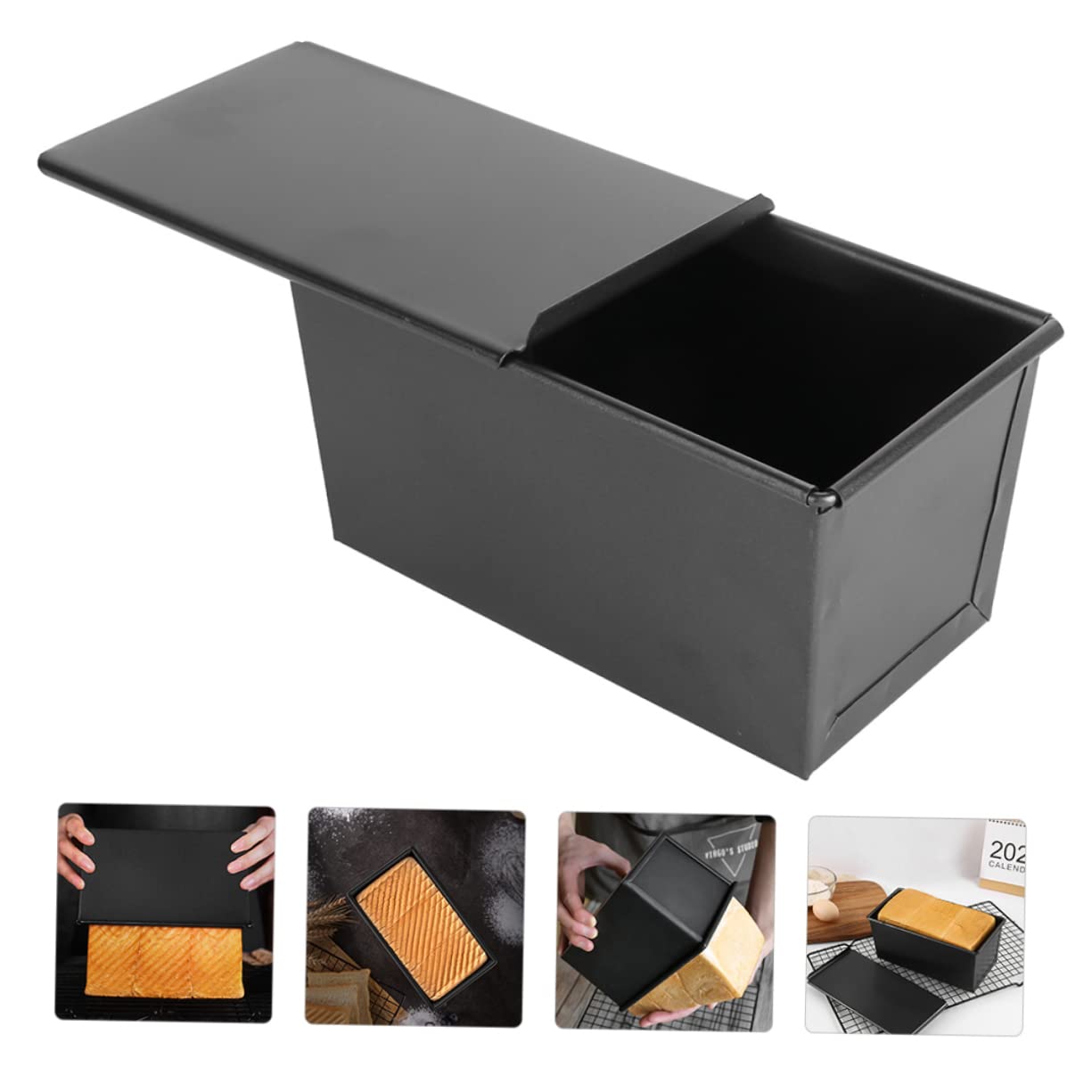 DECHOUS Brotbackform Backform zum Backen zu Hause mit Deckel Antihaftbeschichtet aus Eisen Schwarze für Toast und Kuchen für Gebäck